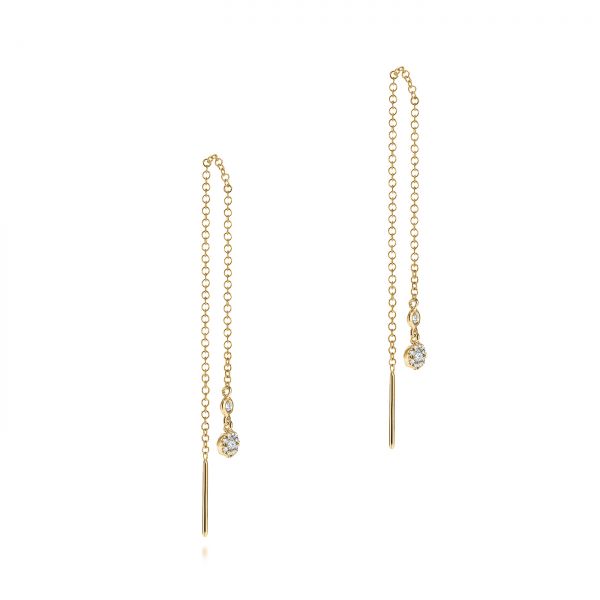 14k Yellow Gold 14k Yellow Gold Diamond Threader Earrings - Front View - 105943