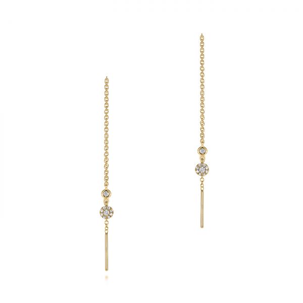 14k Yellow Gold 14k Yellow Gold Diamond Threader Earrings - Three-Quarter View -  105943