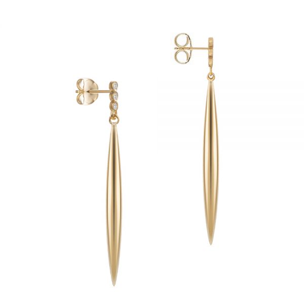 14k Rose Gold 14k Rose Gold Diamond Trio Bombe Marquise Drop Earrings - 107693