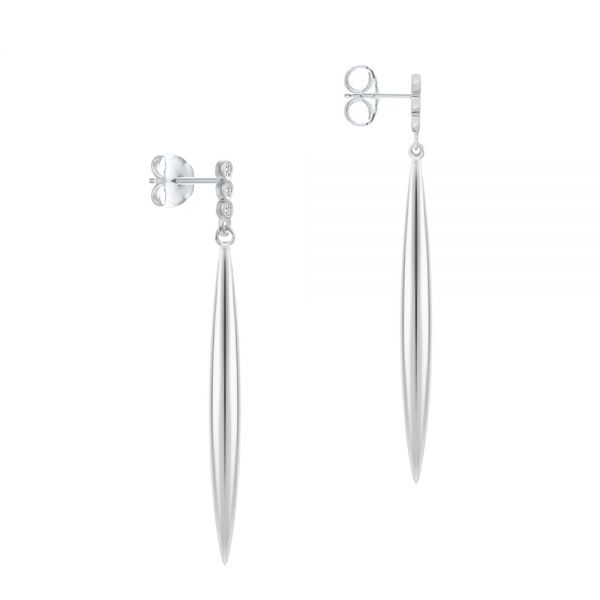 14k White Gold 14k White Gold Diamond Trio Bombe Marquise Drop Earrings - Front View - 107693