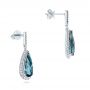 18k White Gold 18k White Gold Diamond And London Blue Topaz Dangle Earrings - Front View -  103174 - Thumbnail
