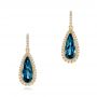 14k Yellow Gold Diamond And London Blue Topaz Dangle Earrings