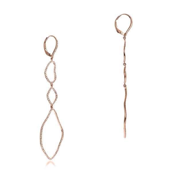 Diamond and Rose Gold Earrings - front perspective