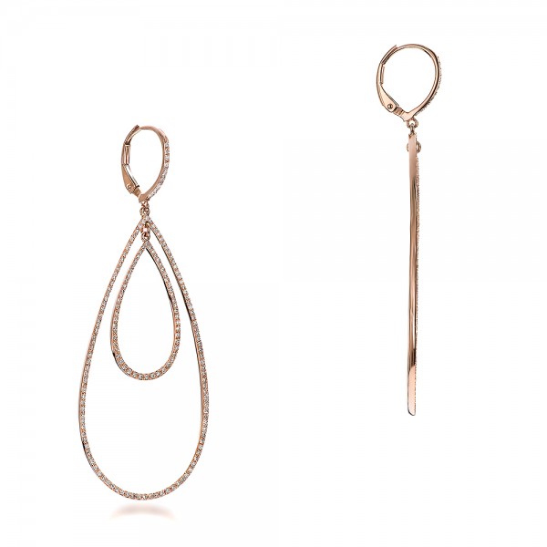 Diamond and Rose Gold Earrings - front perspective