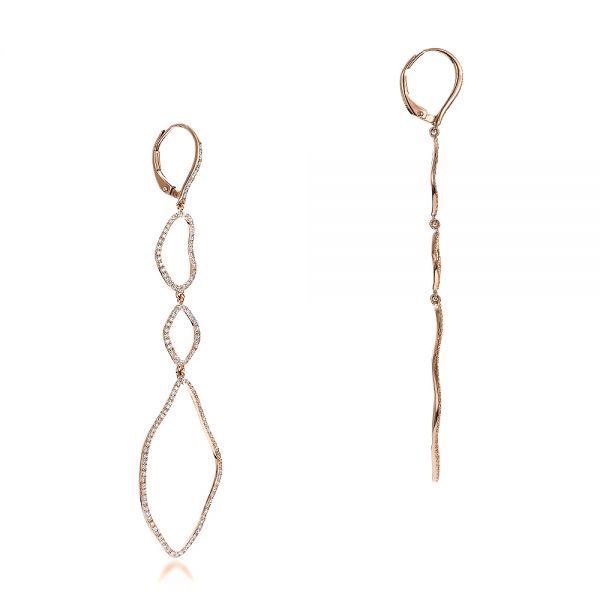 14k Rose Gold Diamond Earrings - Front View - 100828