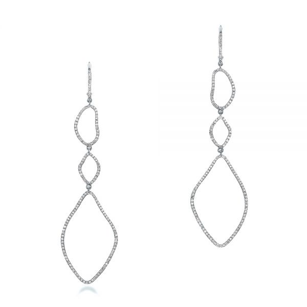 18k White Gold 18k White Gold Diamond Earrings - Three-Quarter View -  100828