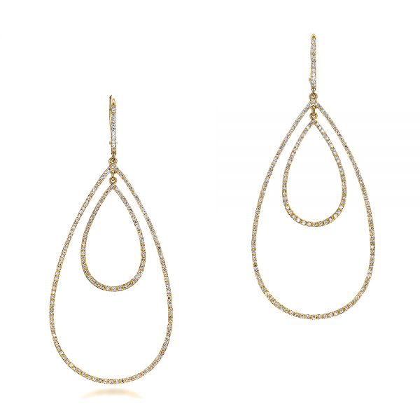 14k Yellow Gold 14k Yellow Gold Diamond Earrings - Three-Quarter View -  100830