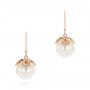 18k Rose Gold 18k Rose Gold Diamond And White Pearl Earrings - Three-Quarter View -  103424 - Thumbnail