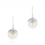  Platinum Platinum Diamond And White Pearl Earrings - Three-Quarter View -  103424 - Thumbnail