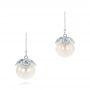 14k White Gold 14k White Gold Diamond And White Pearl Earrings - Three-Quarter View -  103424 - Thumbnail