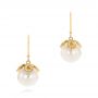 14k Yellow Gold 14k Yellow Gold Diamond And White Pearl Earrings - Three-Quarter View -  103424 - Thumbnail