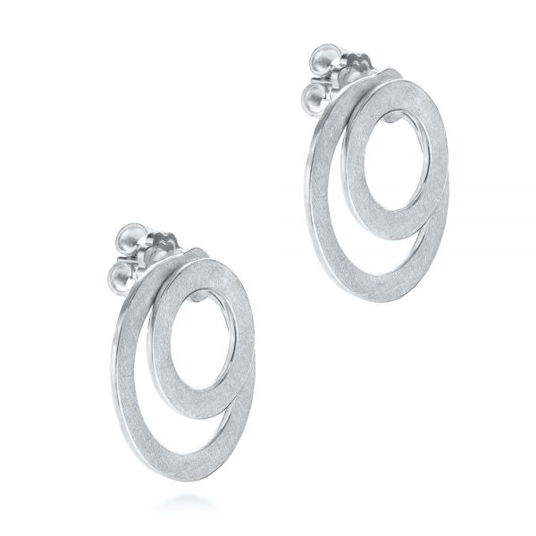 Platinum Platinum Double Hoop Brushed Orbit Earrings - Front View -  105808