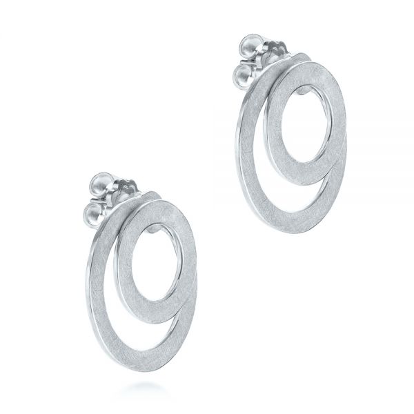 Platinum Platinum Double Hoop Brushed Orbit Earrings - Front View - 105808