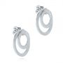 18k White Gold 18k White Gold Double Hoop Brushed Orbit Earrings - Front View -  105808 - Thumbnail