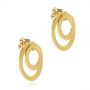 18k Yellow Gold Double Hoop Brushed Orbit Earrings - Front View -  105808 - Thumbnail