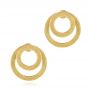 18k Yellow Gold Double Hoop Brushed Orbit Earrings - Three-Quarter View -  105808 - Thumbnail