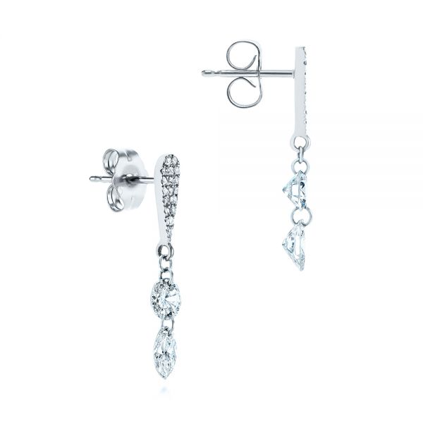 18k White Gold 18k White Gold Drilled Diamond Drop Earrings - Front View -  105218