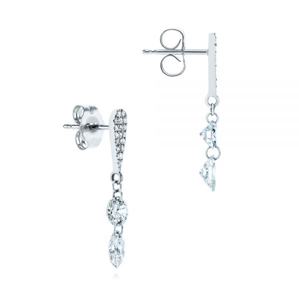 Platinum Platinum Drilled Diamond Drop Earrings - Front View - 105218