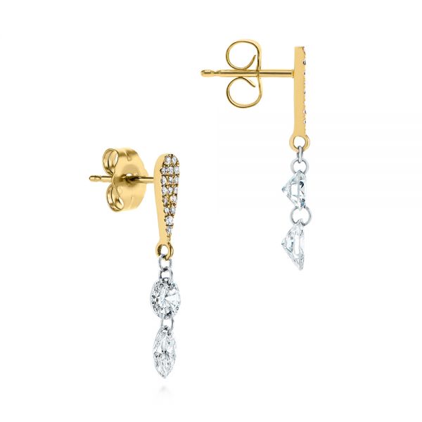14k Yellow Gold 14k Yellow Gold Drilled Diamond Drop Earrings - Front View -  105218