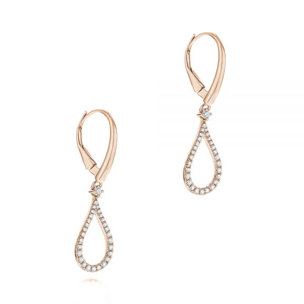 14k Rose Gold 14k Rose Gold Drop Leverback Diamond Earrings - Front View -  106346