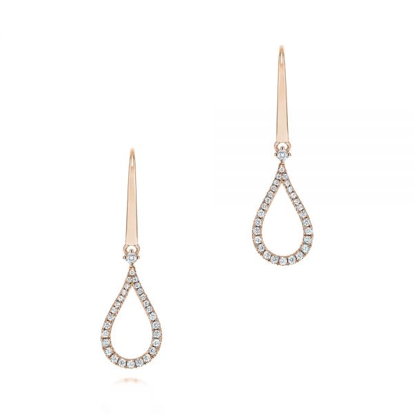 18k Rose Gold 18k Rose Gold Drop Leverback Diamond Earrings - Three-Quarter View -  106346