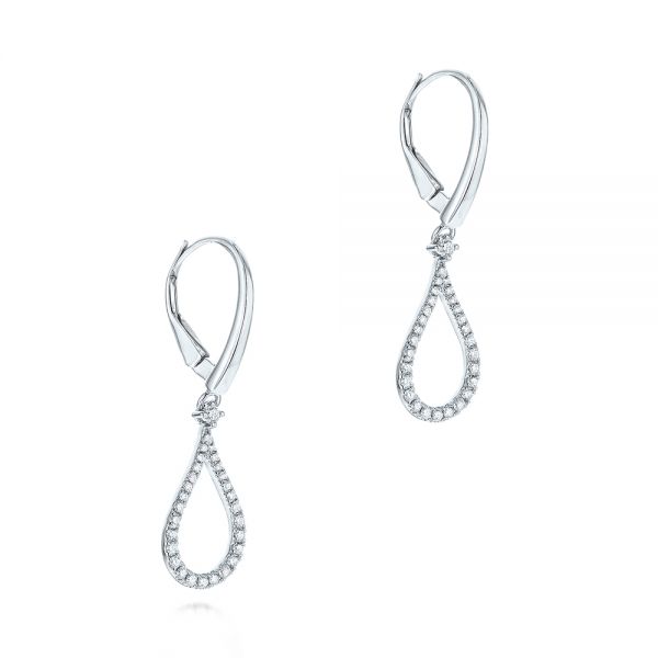 Drop Leverback Diamond Earrings - Front View -  106346