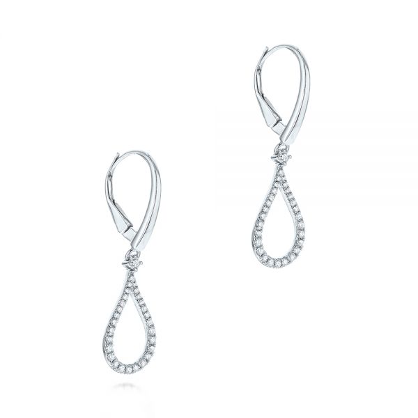 18k White Gold 18k White Gold Drop Leverback Diamond Earrings - Front View -  106346