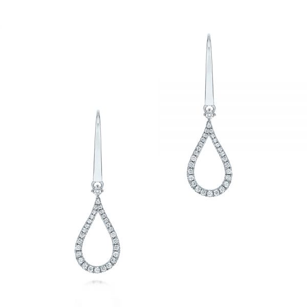  Platinum Platinum Drop Leverback Diamond Earrings - Three-Quarter View -  106346