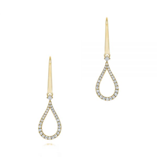 14k Yellow Gold 14k Yellow Gold Drop Leverback Diamond Earrings - Three-Quarter View -  106346