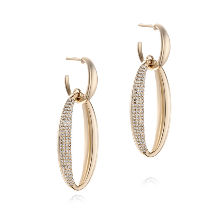 Elongated Diamond Dangle Earrings - Front view