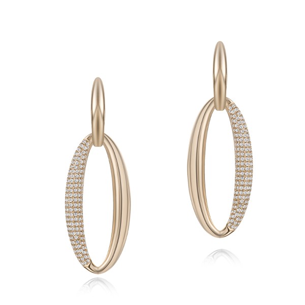 Elongated Diamond Dangle Earrings - three-quarter view