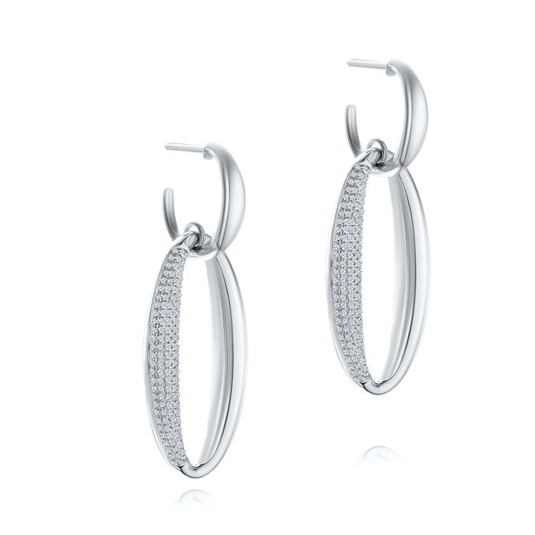 Elongated Diamond Dangle Earrings - Front view