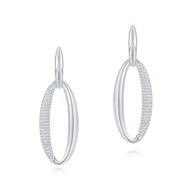 Elongated Diamond Dangle Earrings - three-quarter view