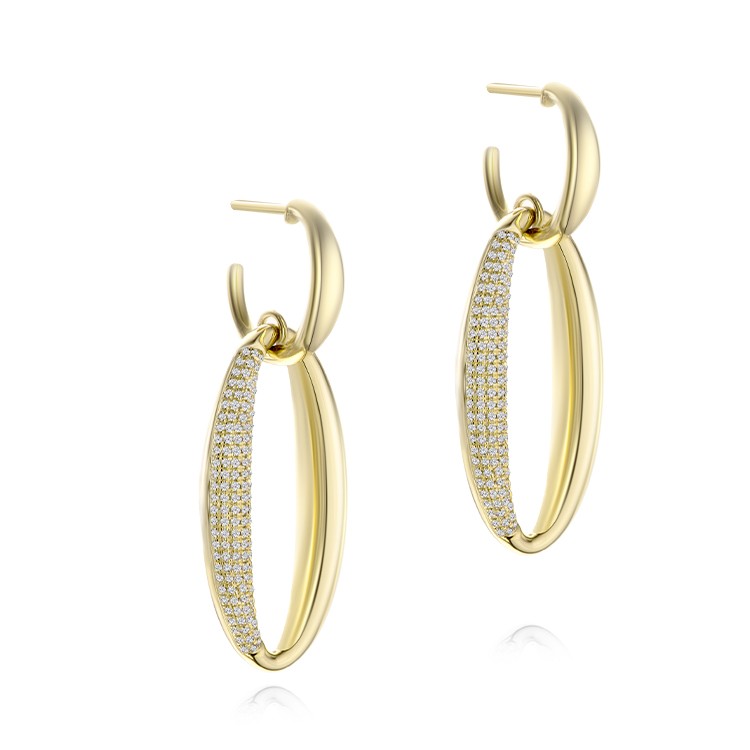 Elongated Diamond Dangle Earrings - Front view