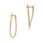 14k Yellow Gold 14k Yellow Gold Elongated Diamond Twist Hoop Earrings - Front View -  106961 - Thumbnail