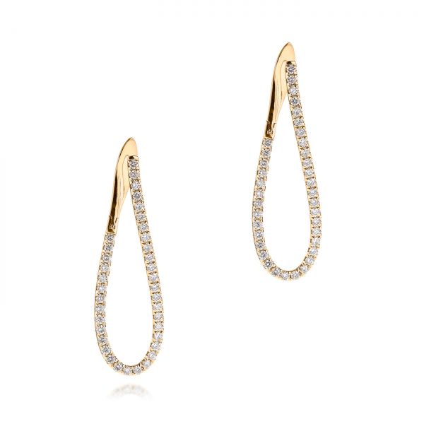 18k Yellow Gold 18k Yellow Gold Elongated Diamond Twist Hoop Earrings - Three-Quarter View -  106961