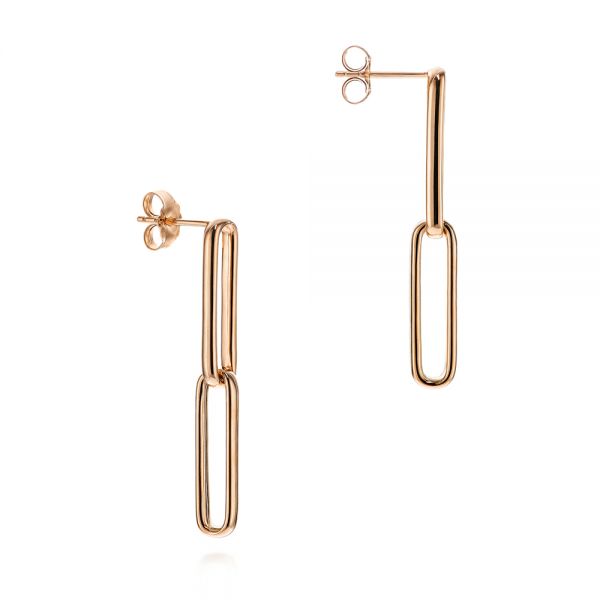 14k Rose Gold 14k Rose Gold Elongated Flat Link Earrings - Front View -  106150