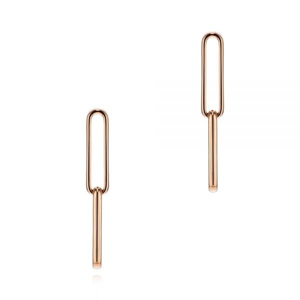 14k Rose Gold 14k Rose Gold Elongated Flat Link Earrings - Three-Quarter View -  106150