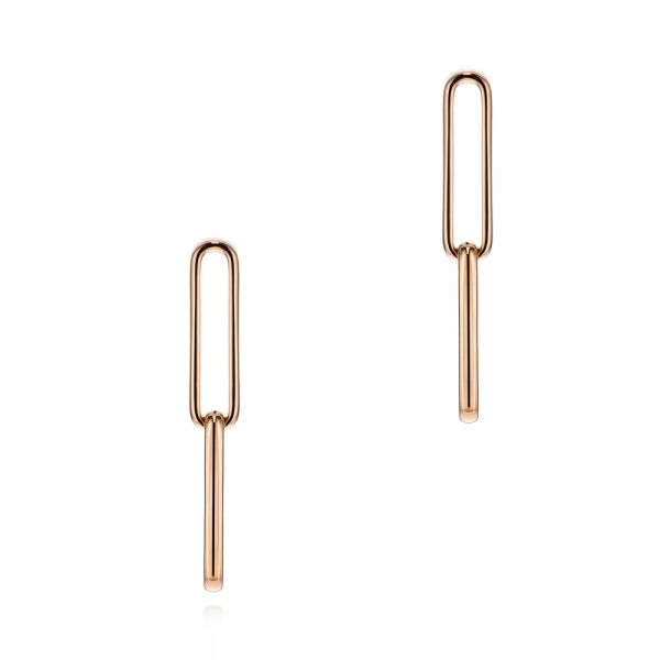 18k Rose Gold 18k Rose Gold Elongated Flat Link Earrings - Three-Quarter View -  106150