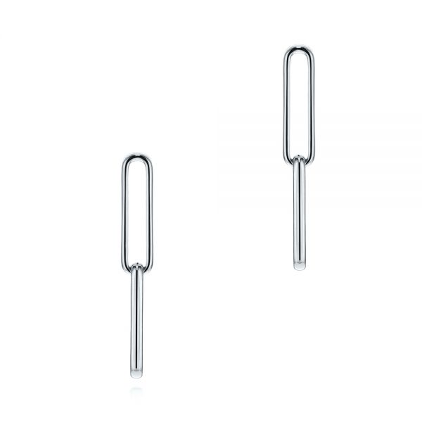 14k White Gold 14k White Gold Elongated Flat Link Earrings - Three-Quarter View - 106150