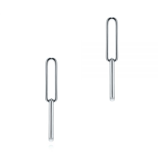  Platinum Platinum Elongated Flat Link Earrings - Three-Quarter View -  106150