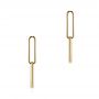 14k Yellow Gold Elongated Flat Link Earrings - Three-Quarter View -  106150 - Thumbnail