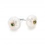 14k Rose Gold 14k Rose Gold Emerald Lily Fresh Water Carved Pearl Earrings - Front View -  101970 - Thumbnail