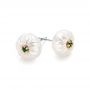 18k Rose Gold 18k Rose Gold Emerald Lily Fresh Water Carved Pearl Earrings - Front View -  101970 - Thumbnail