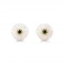 18k Rose Gold And 18K Gold Emerald Lily Fresh Water Carved Pearl Earrings