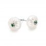  Platinum Platinum Emerald Lily Fresh Water Carved Pearl Earrings - Front View -  101970 - Thumbnail