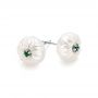 18k White Gold 18k White Gold Emerald Lily Fresh Water Carved Pearl Earrings - Front View -  101970 - Thumbnail