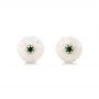  Platinum And 18K Gold Emerald Lily Fresh Water Carved Pearl Earrings