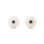  Platinum And 14K Gold Emerald Lily Fresh Water Carved Pearl Earrings