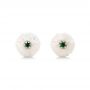 14k White Gold And Platinum Emerald Lily Fresh Water Carved Pearl Earrings